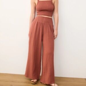 Marine Layer Sophia Double Cloth Palazzo Pant S Rust Pull On Lightweight